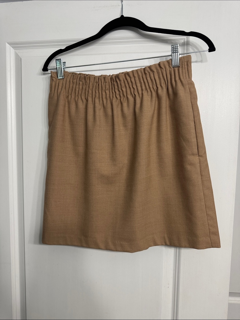 J. Crew Factory Camel Elastic-Waist Mini Skirt